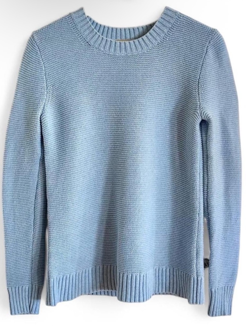 J.Crew Mercantile Blue Knit Sweater XS Soft Cotton Merino Crewneck Minimalist - Picture 2 of 8